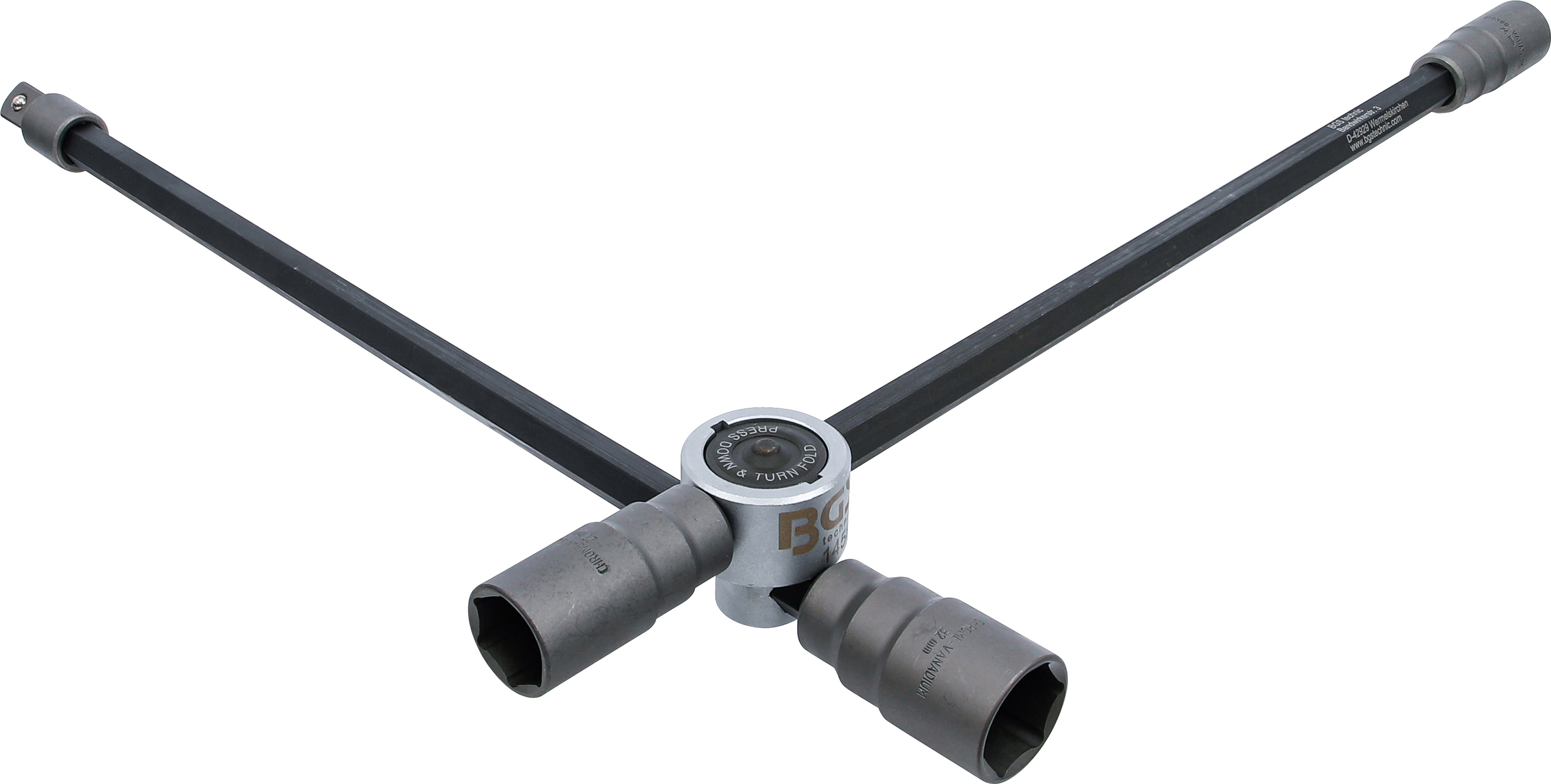 BGS Lkw-Radkreuz | faltbar | Vierkant | SW 24 x 27 x 32 x 20 mm (3/4")