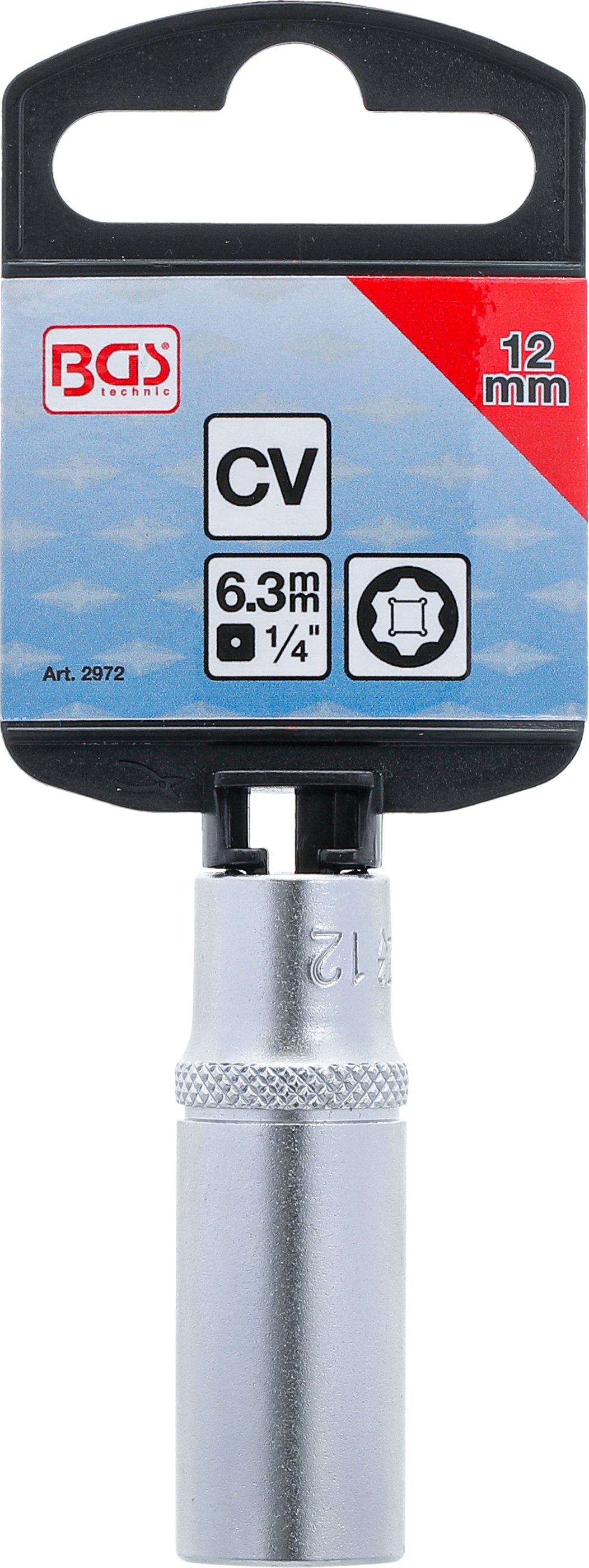 BGS Steckschlüssel-Einsatz Super Lock, tief | Antrieb Innenvierkant 6,3 mm (1/4") | SW 12 mm