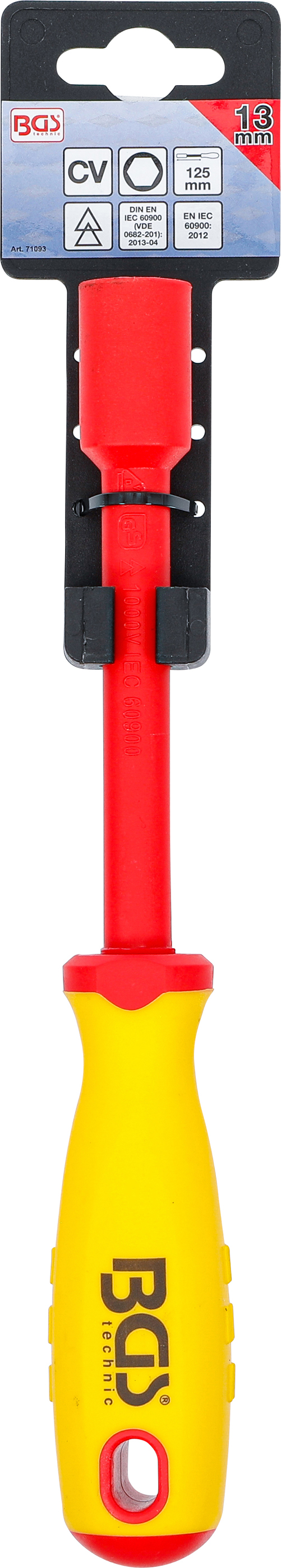 BGS VDE-Steckschlüssel-Schraubendreher | Sechskant | SW 13 mm | Klingenlänge 125 mm