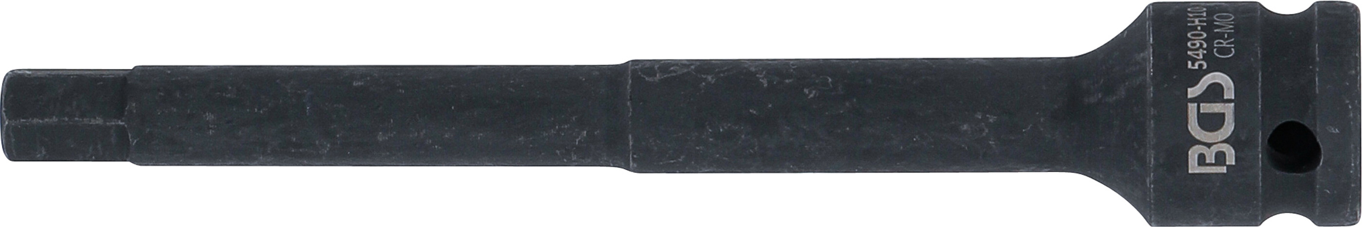 BGS Kraft-Bit-Einsatz | Länge 150 mm | Antrieb Innenvierkant 12,5 mm (1/2") | Innensechskant 10 mm