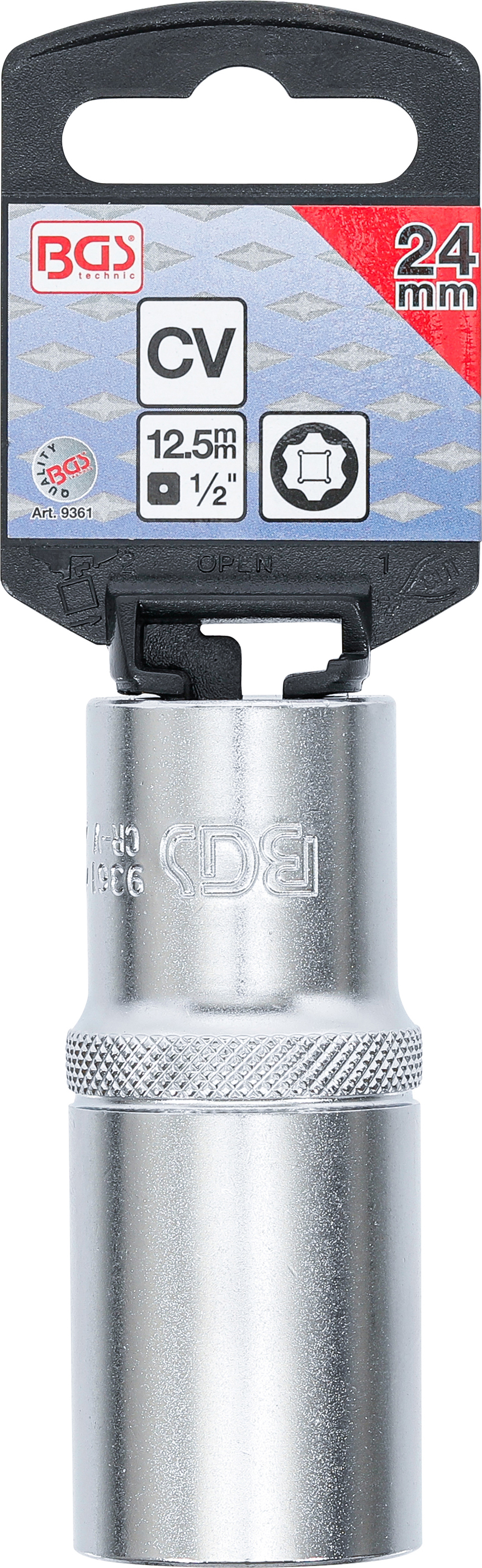 BGS Steckschlüssel-Einsatz Super Lock, tief | Antrieb Innenvierkant 12,5 mm (1/2") | SW 24 mm