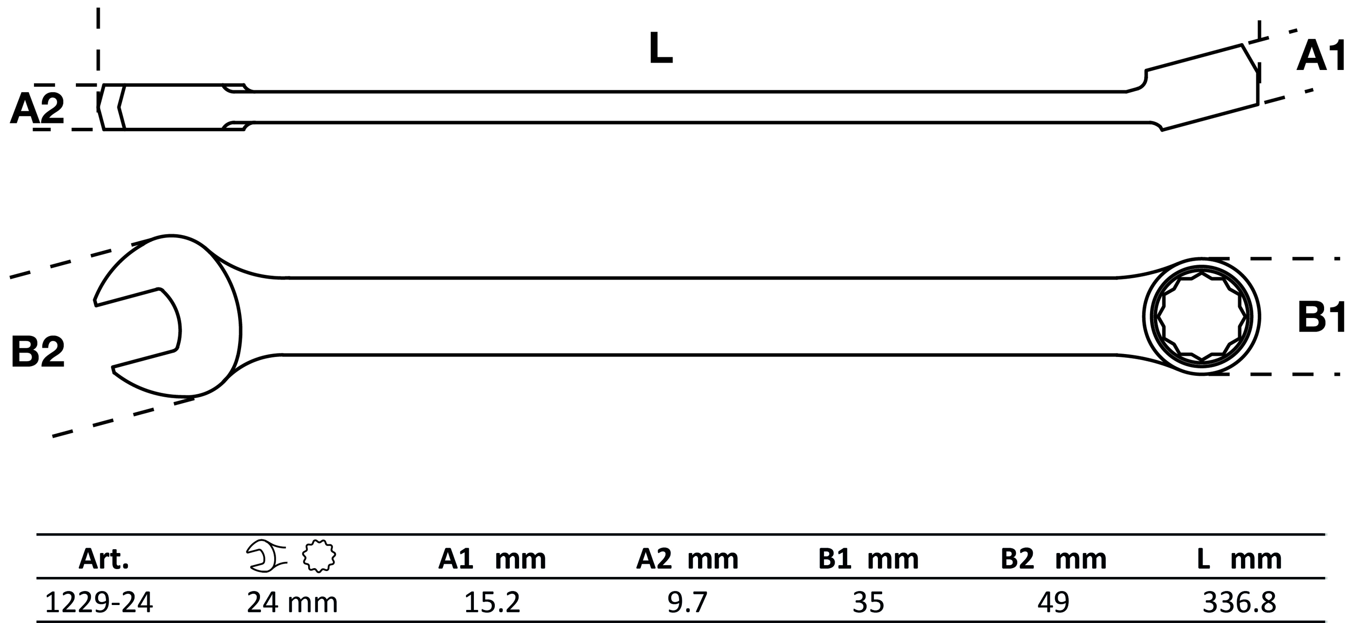 BGS Maul-Ringschlüssel | extra lang | SW 24 mm