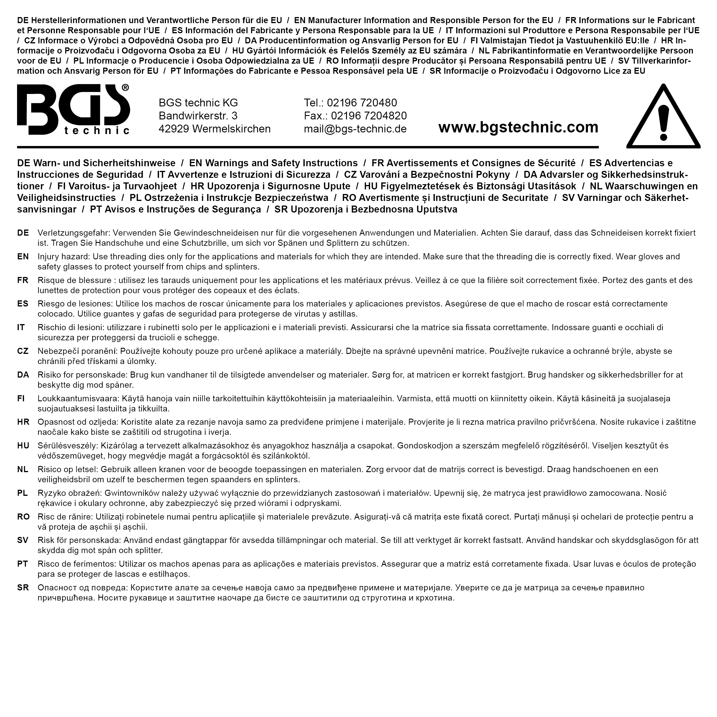 BGS Gewindeschneideisen | M16 x 1,0 x 38 mm