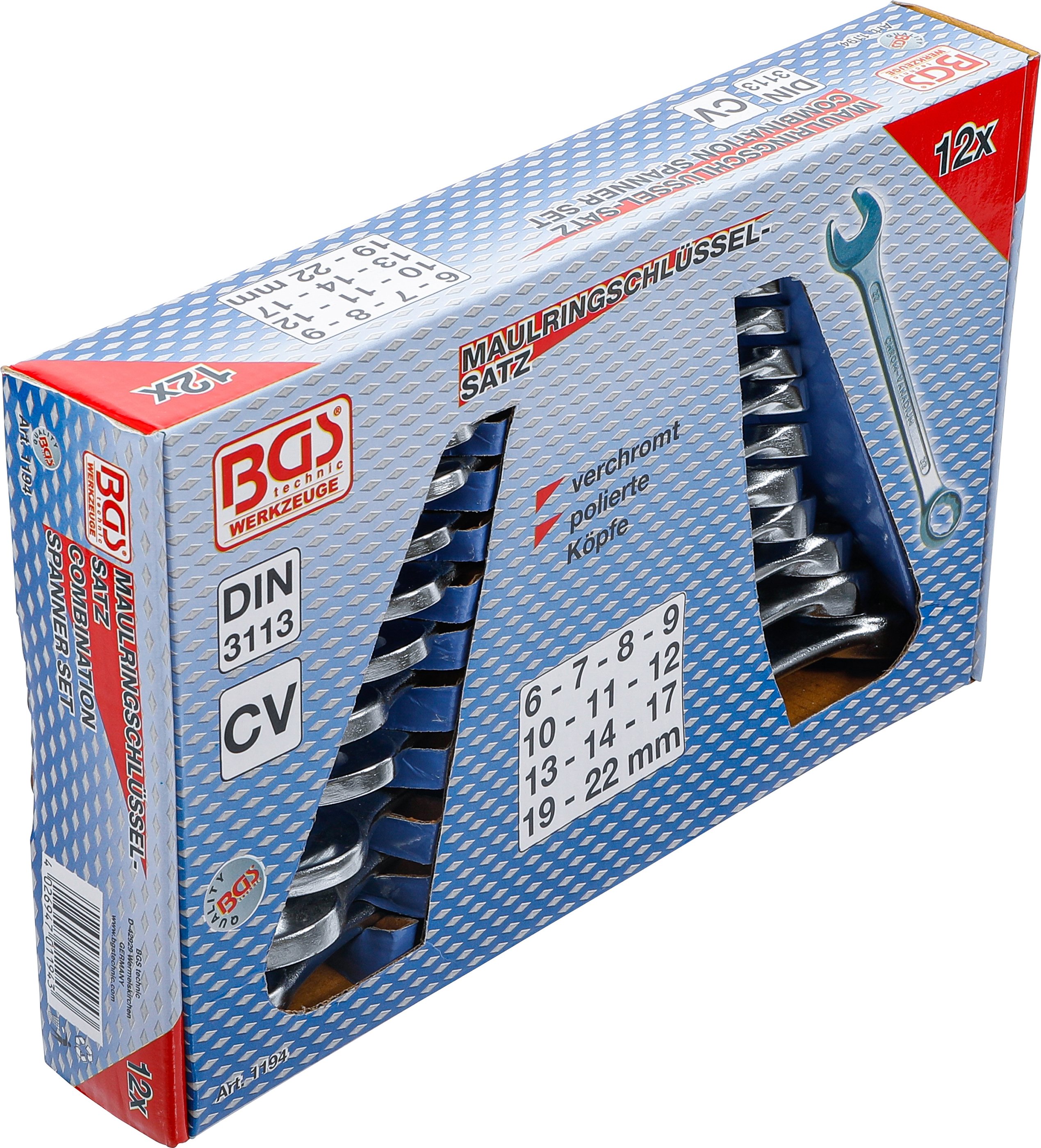 BGS Maul-Ringschlüssel-Satz | SW 6 - 22 mm | 12-tlg.