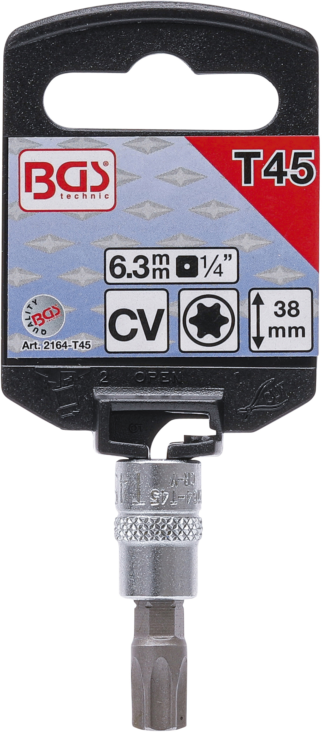 BGS Bit-Einsatz | Antrieb Innenvierkant 6,3 mm (1/4") | T-Profil (für Torx) T45