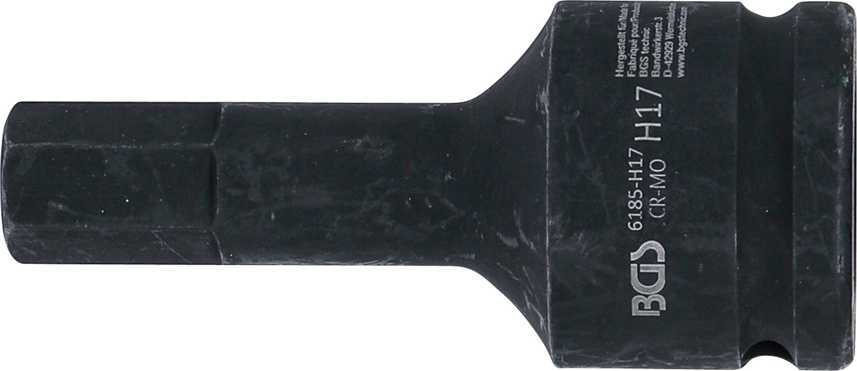 BGS Kraft-Bit-Einsatz | Länge 100 mm | Antrieb Innenvierkant 20 mm (3/4") | Innensechskant 17 mm