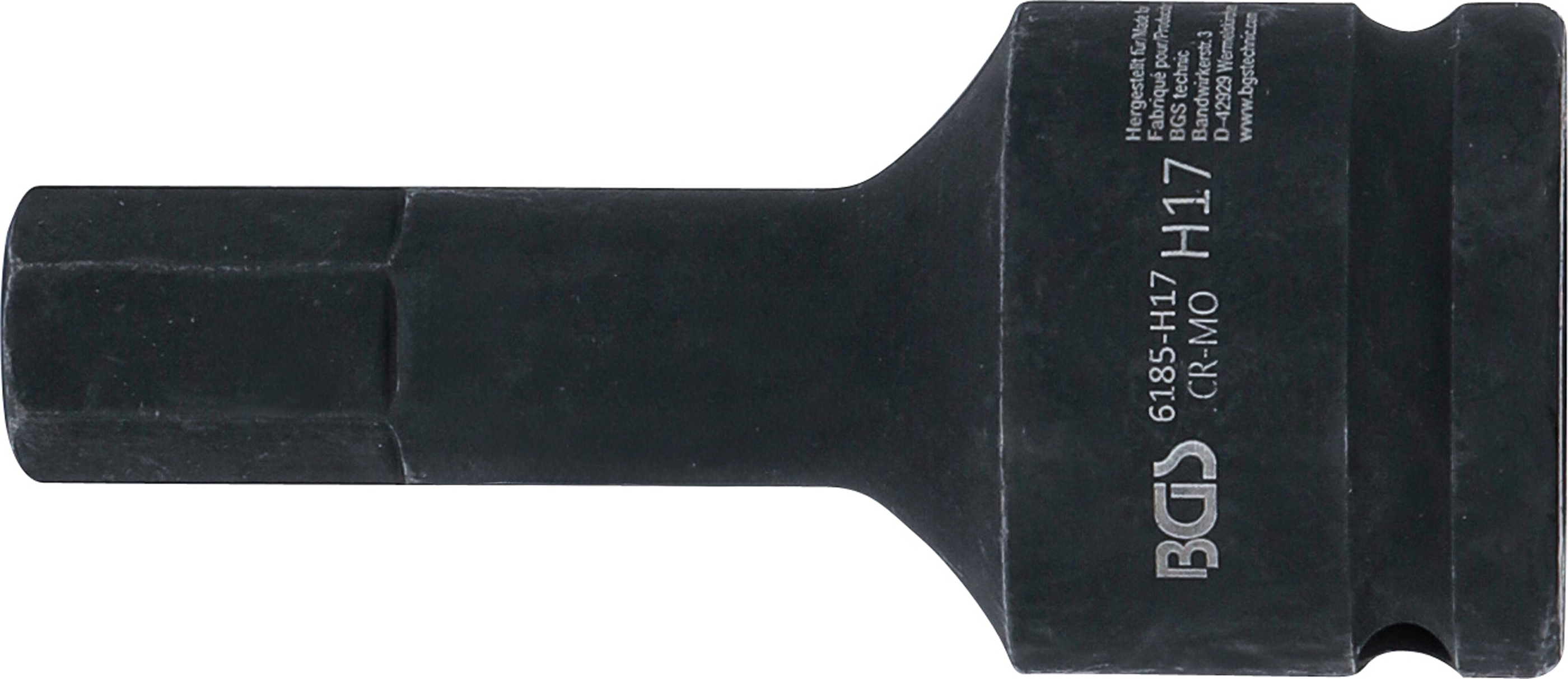 BGS Kraft-Bit-Einsatz | Länge 100 mm | Antrieb Innenvierkant 20 mm (3/4") | Innensechskant 17 mm