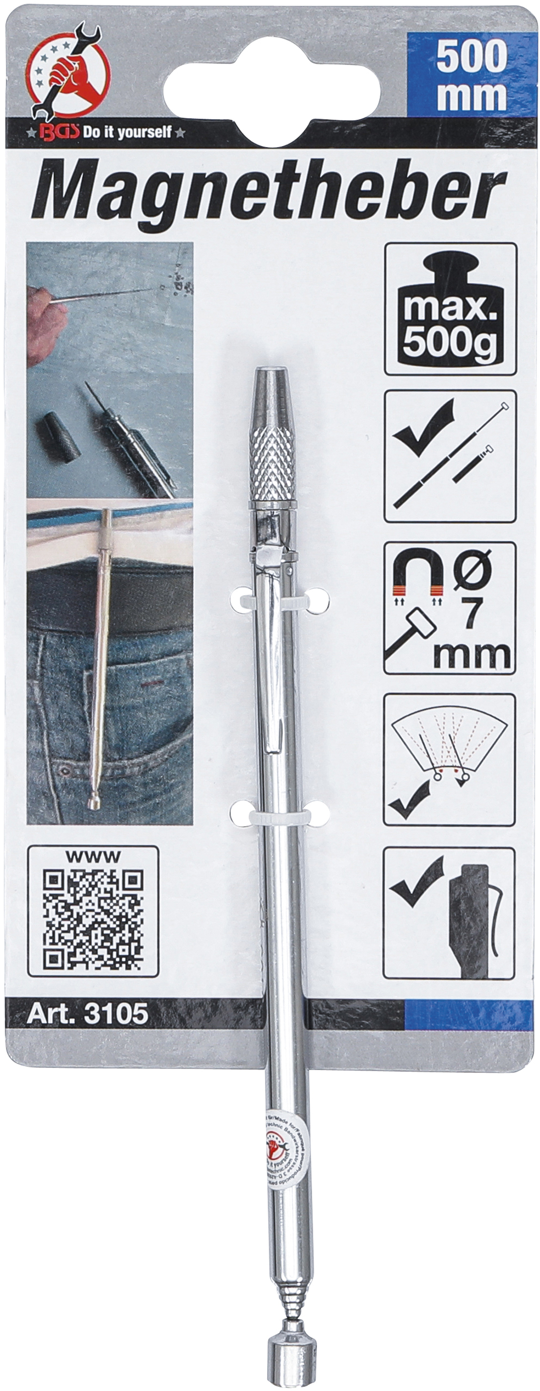 BGS Magnetheber | 500 mm | Tragkraft 0,5 kg