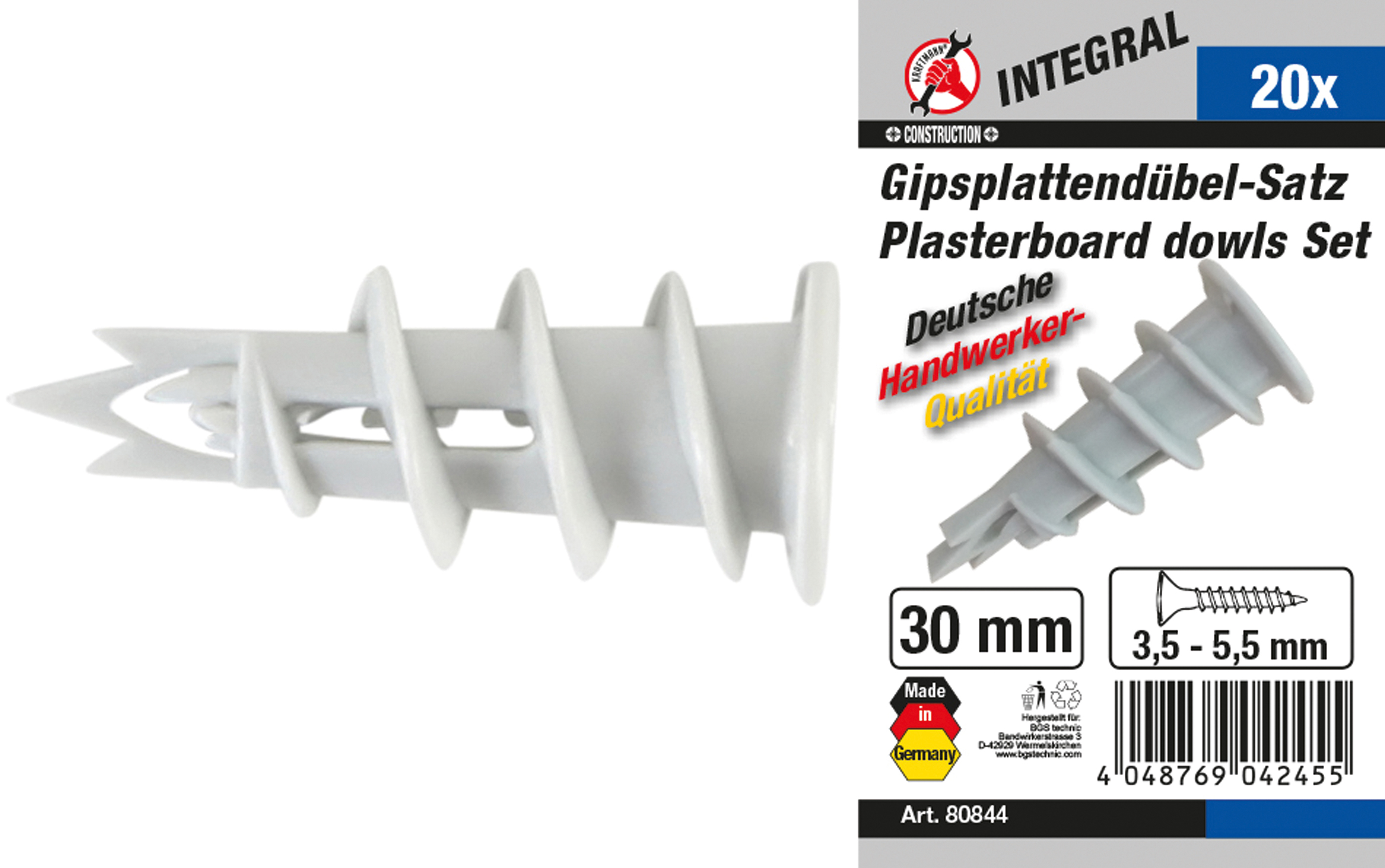 BGS Gipsplattendübel-Sortiment | 20-tlg.