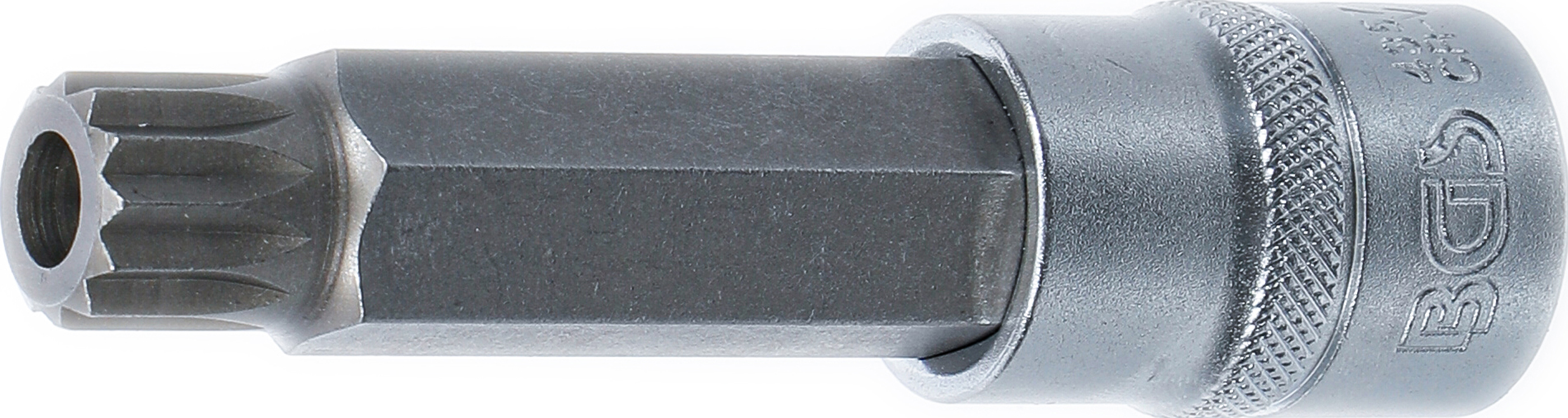 BGS Bit-Einsatz | Länge 100 mm | Antrieb Innenvierkant 12,5 mm (1/2") | Innenvielzahn (für XZN) mit Bohrung M16