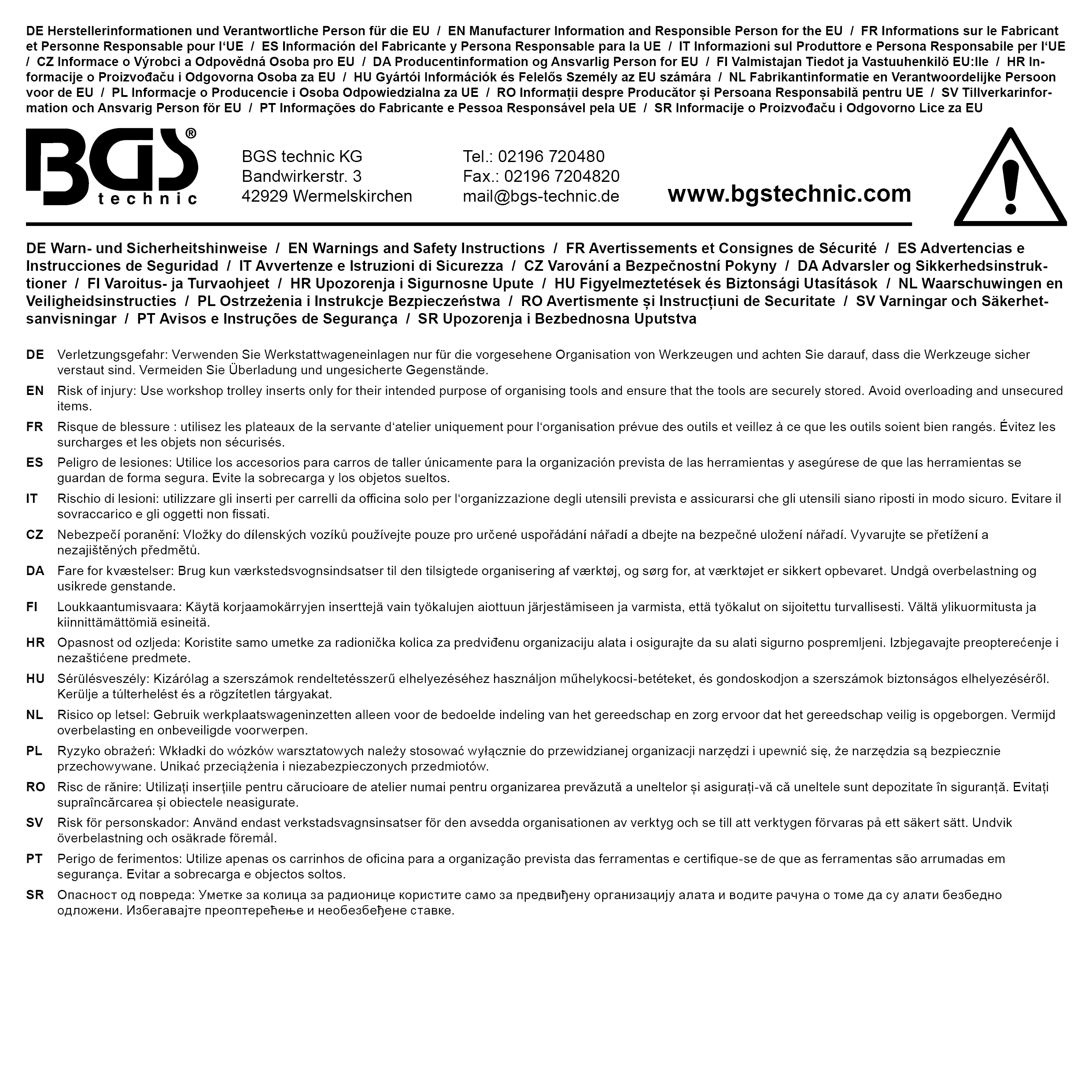 BGS Werkstattwageneinlage 1/3 | leer | für Art. 4099